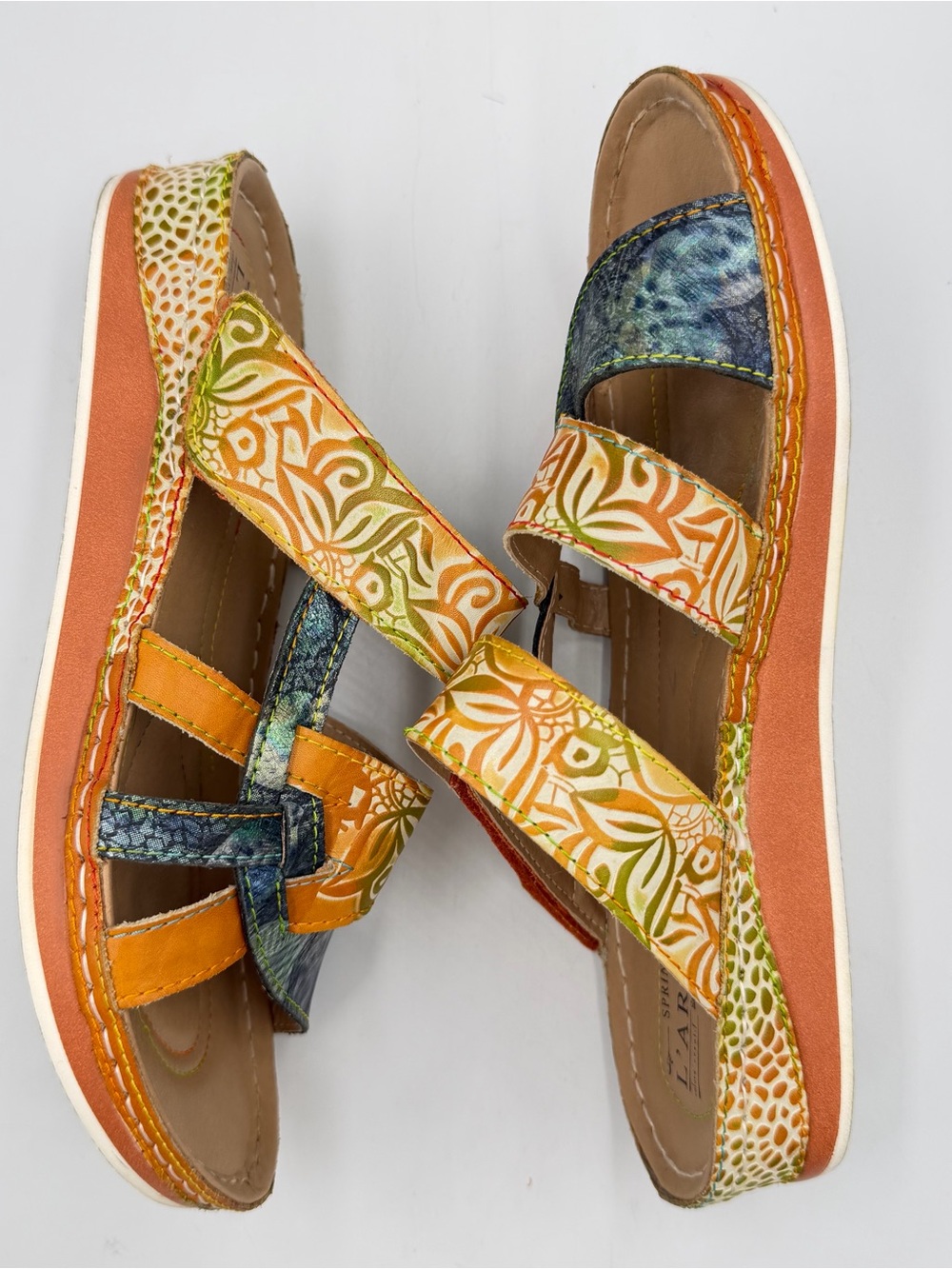 L'Artiste by Spring Step Caiman Slide Sandal Womens US 9 EU 40 Leather Tropical - Picture 9 of 11